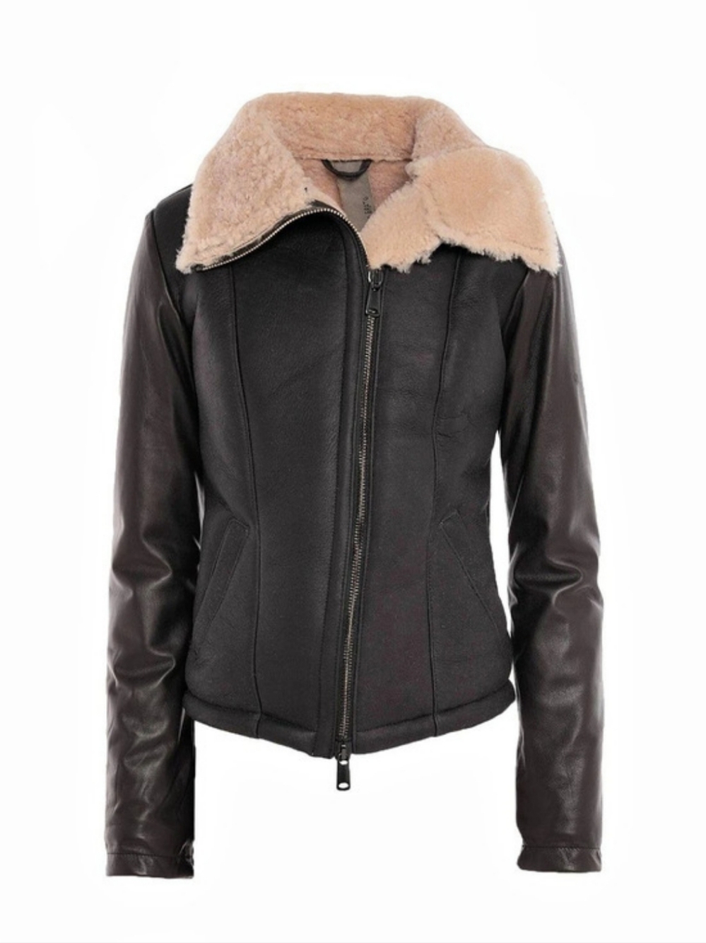 Giorgio Brato Shearling Collar Leather Jacket in Black